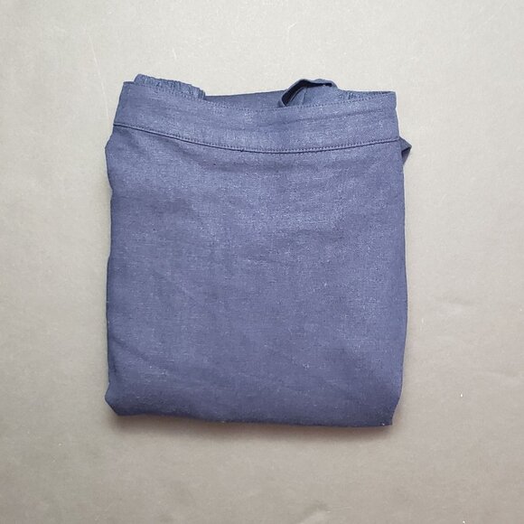 J.Crew Factory Petite Linen-Blend Faux-Wrap Skirt Women's PS Navy Linen Classic - Picture 15 of 16